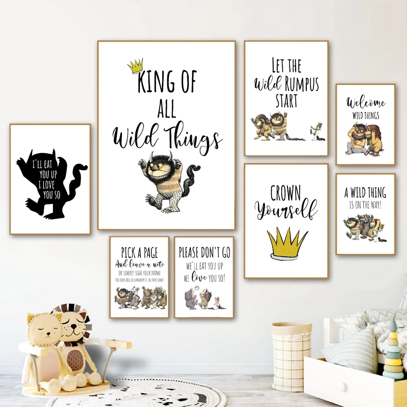 Baby Shower Значки для вечеринки с рисунком в тех случаях когда Дикие Вещи знаки