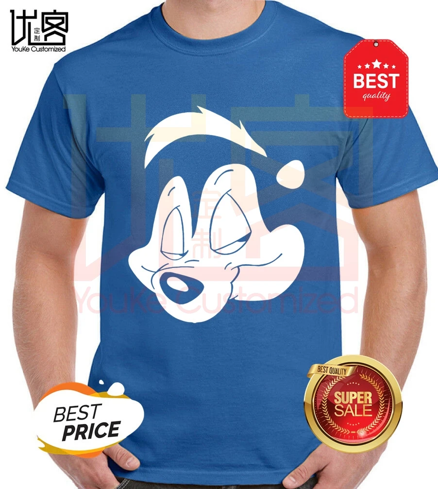 Мужская футболка с мультяшным принтом Pepe Le Pew Новинка лета 2020 Стильная мужская из