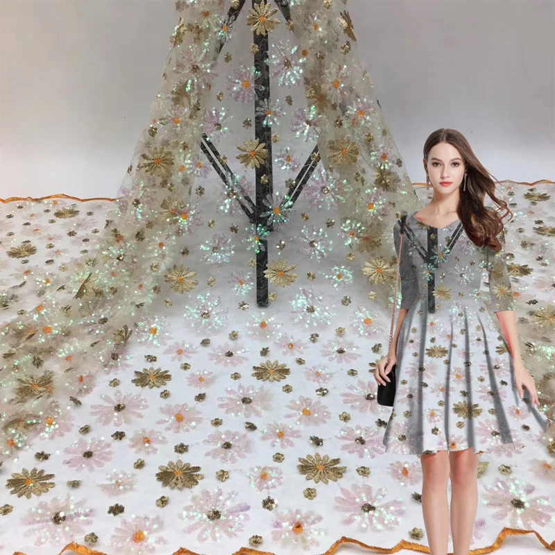 Новый дизайн кружевная ткань африканский тюль элегантная Полиэстеровая