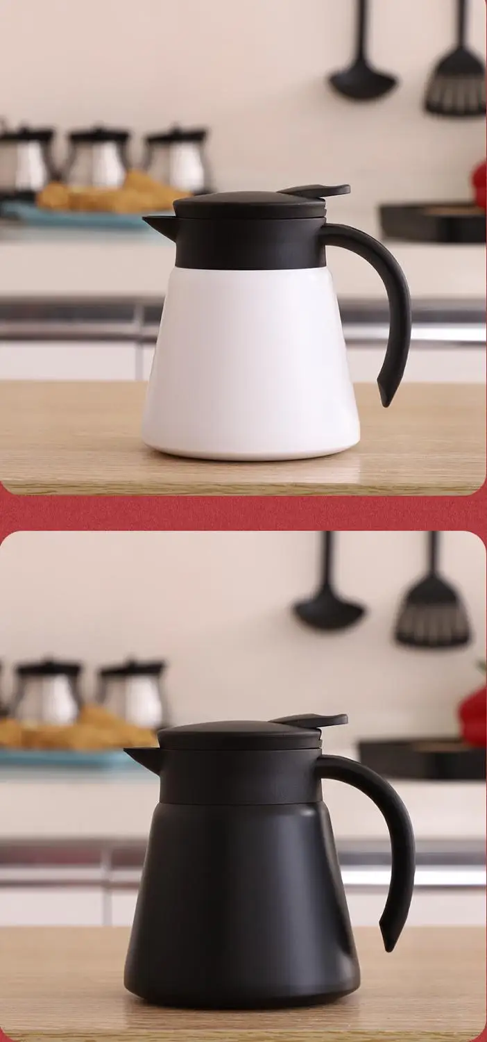 

European style black double-layer insulation 304 stainless steel Teapot coffee pot office home hot water pot Coffee Accessorie