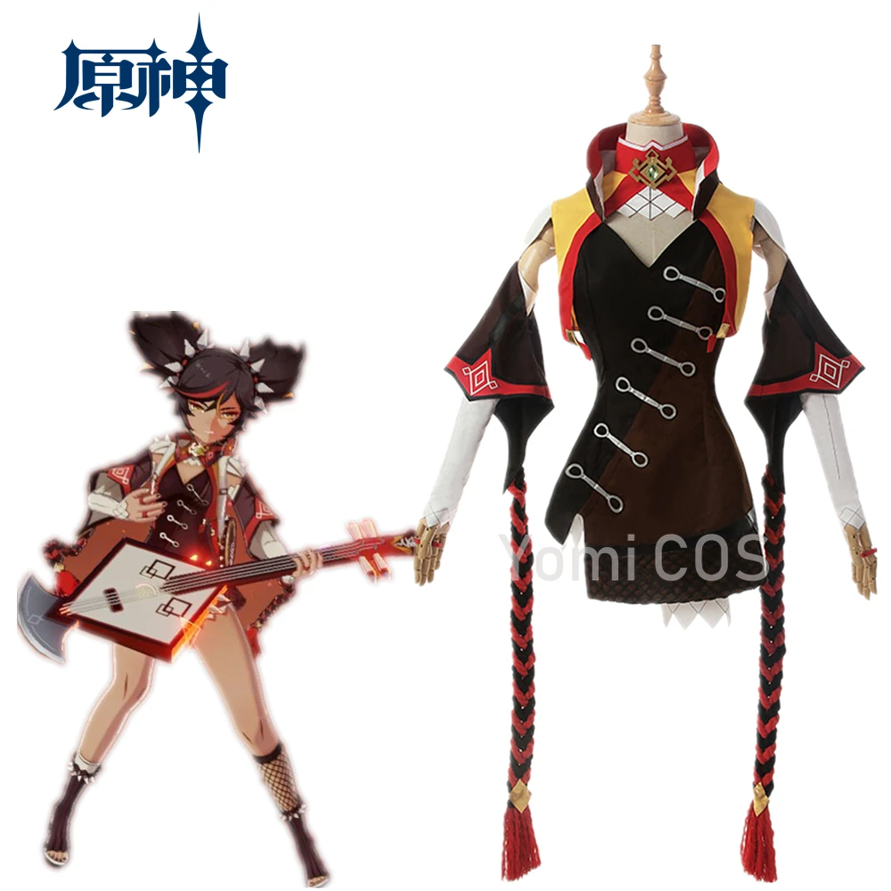 

Лидер продаж, игра Genshin Impact Xinyan Xin Yan, косплей Coatume, наборы для Хэллоуина, ролевые вечерние, женская модель аниме, косплей