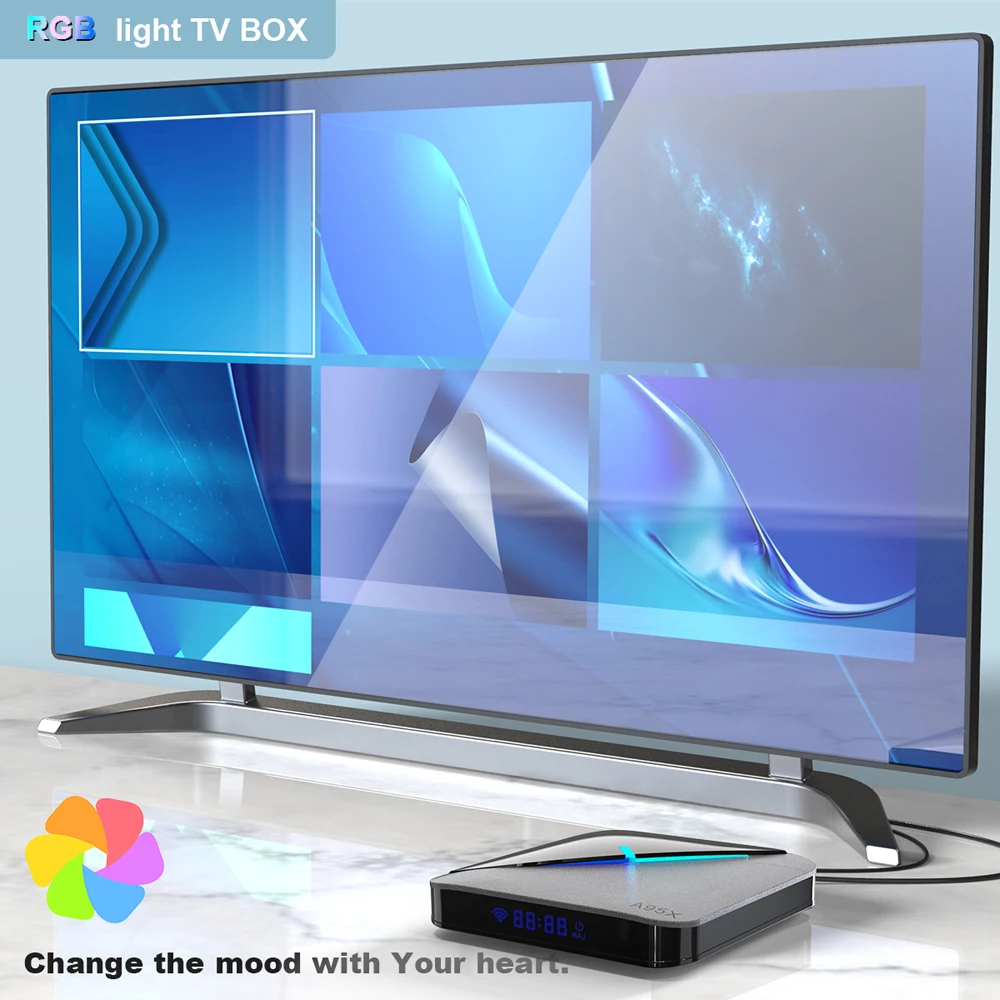 Приставка Смарт ТВ A95X F3 AIR Android 9 0 RGB светильник ка 8K декодирование UHD 4K 75 кадров в