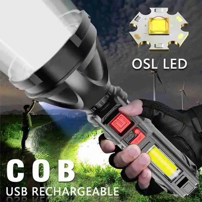 

Portable HB Tactical Military LED Flashlight Zoomable 3-Mode Outdoor Tools