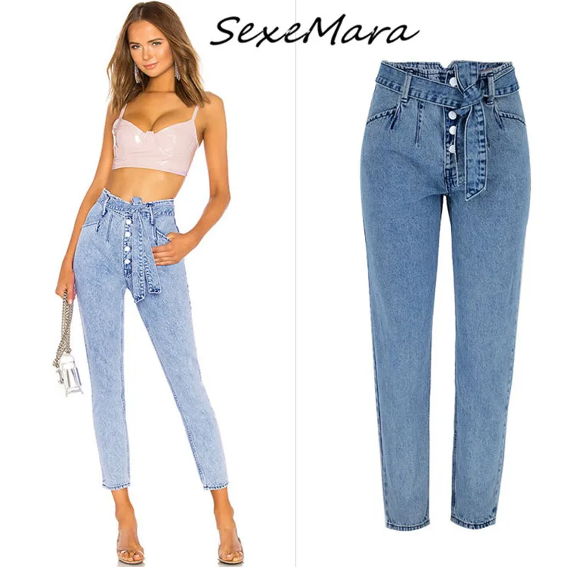 

High Waist Fashion Women Jeans 2022 Casual Vintage Button Fly Slim Pencil Jeans for Women