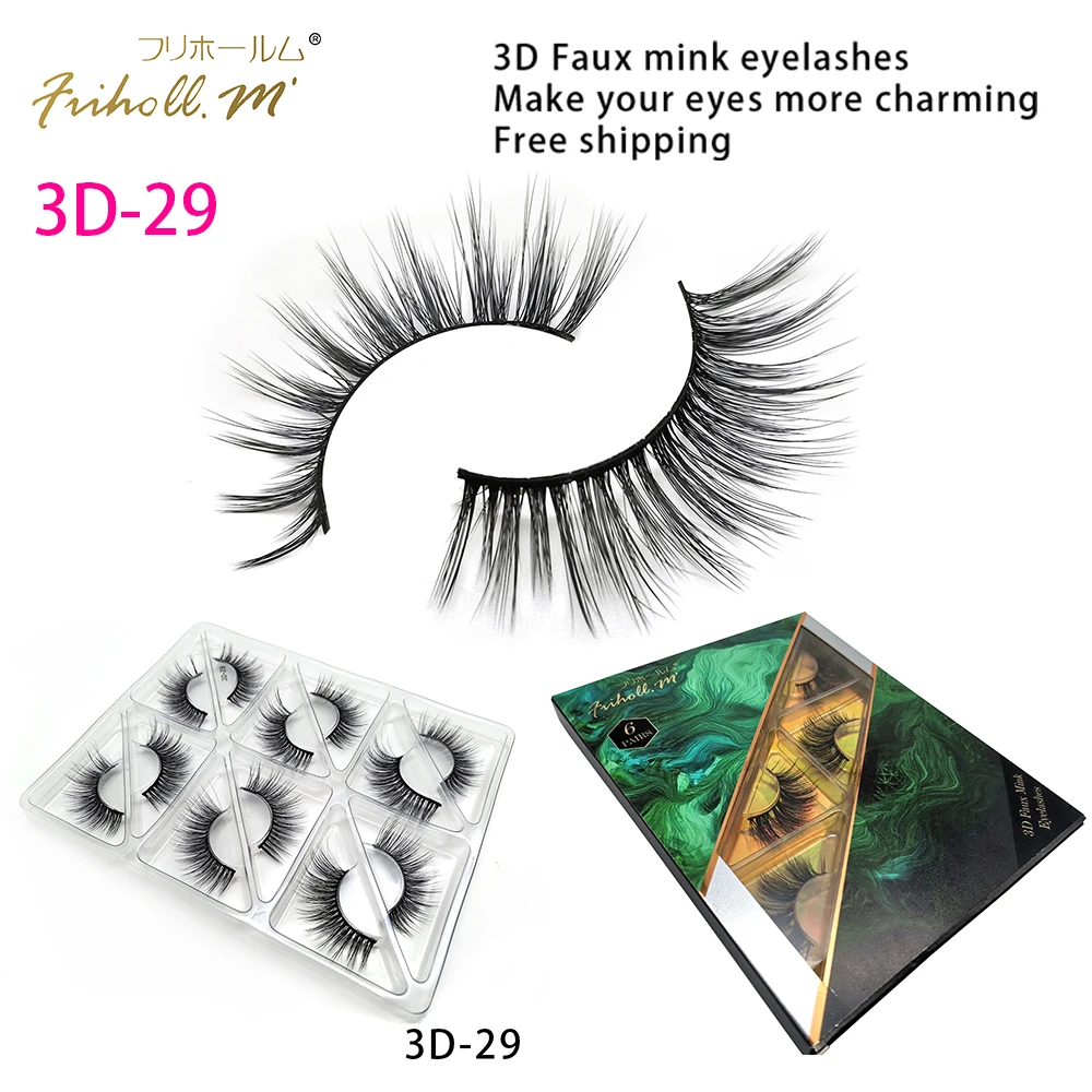 3D-29 Friholl. m шелковые ресницы, 6 пар, натуральные норковые 3d накладные ресницы для наращивания, личная этикетка, 3d синтетические шелковые ресницы - Цвет: 3D-29