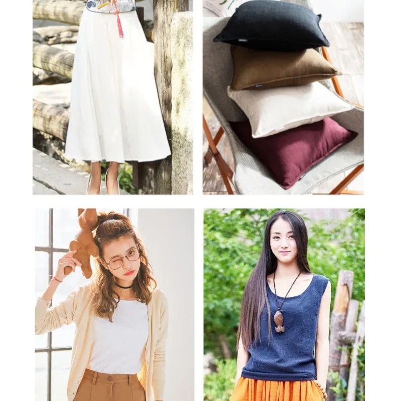 

Thin Soft Flowing Linen Cotton Fabric Slub Texture For Dress,By The Meter,White,Beige,Red,Blue,Green,Black,Hkaki,Navy,Grey