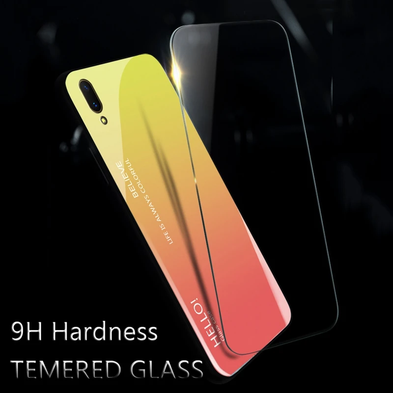 UPaitou Tempered Glass Case for VIVO V11 Pro V11i V5 Lite V7 Plus Z3i Soft TPU Edge Luxury Gradient Back Cover |