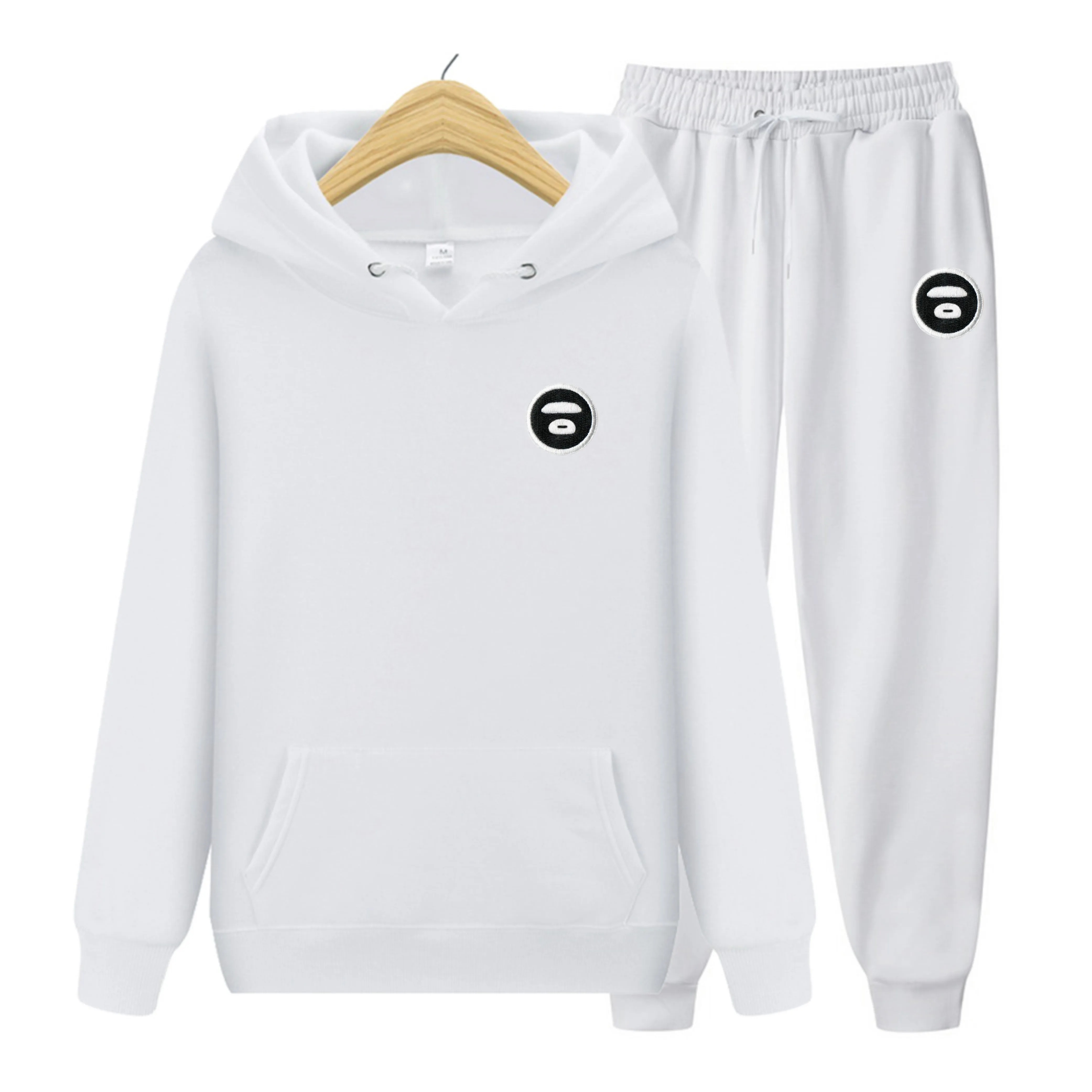 

Classic embroidery style fashion men's suit fleece sweatshirt hip-hop hoodie casual sweatpants jogging wear 2-piece set