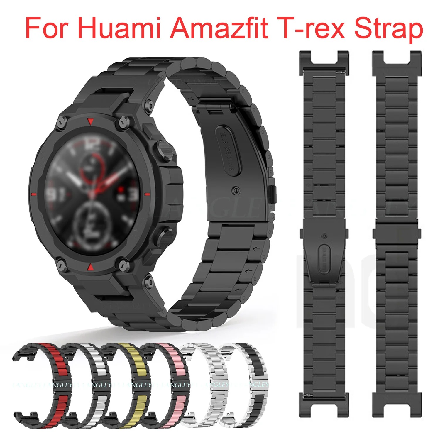 

Металлический ремешок для часов Huami Amazfit T-rex, браслет из нержавеющей стали для умных часов, аксессуары для часов Xiaomi Huami, тираннозавр