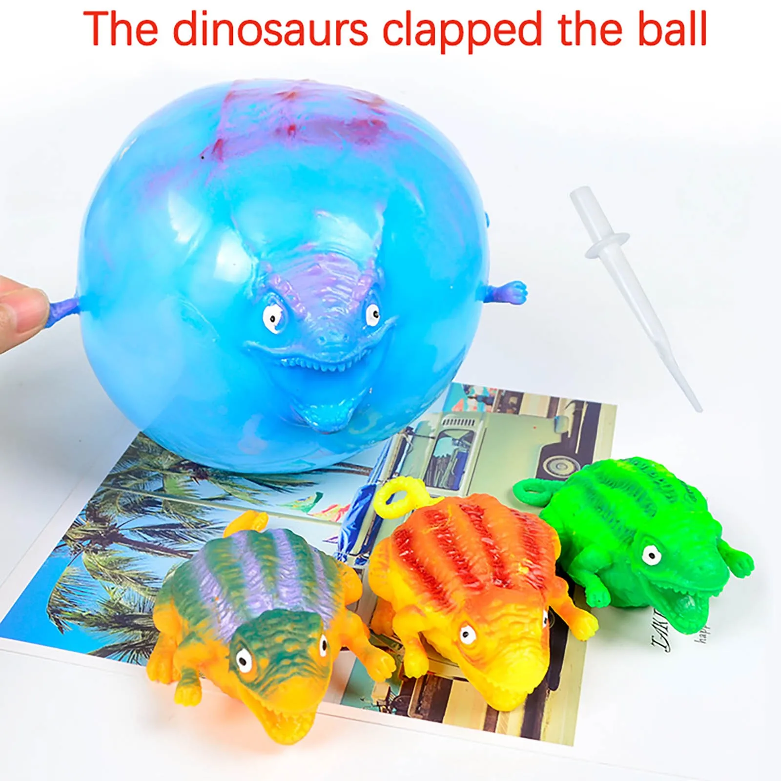 

12pcs Children's Inflatable Toy Dinosaur Doll Puff Toy Bobo Ball Funny Blowing Inflatable Animals Dinosaur Stress Relief Toys