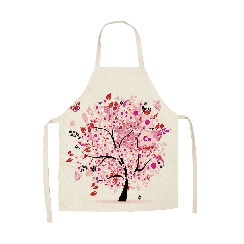 

New Style Creative Love Tree Series Printing Kitchen Aprons Unisex Dinner Party Cooking Bib Linen Cleaning Apron Hot Selling