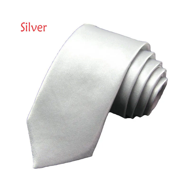 Silver Модные однотонные шейный галстук Для мужчин узкие галстуки классические нормальный 5 см Neckwqear черный, красный желтый Узкий Тонкий галстук-бабочка для Бизнес Вечерние - Цвет: Silver