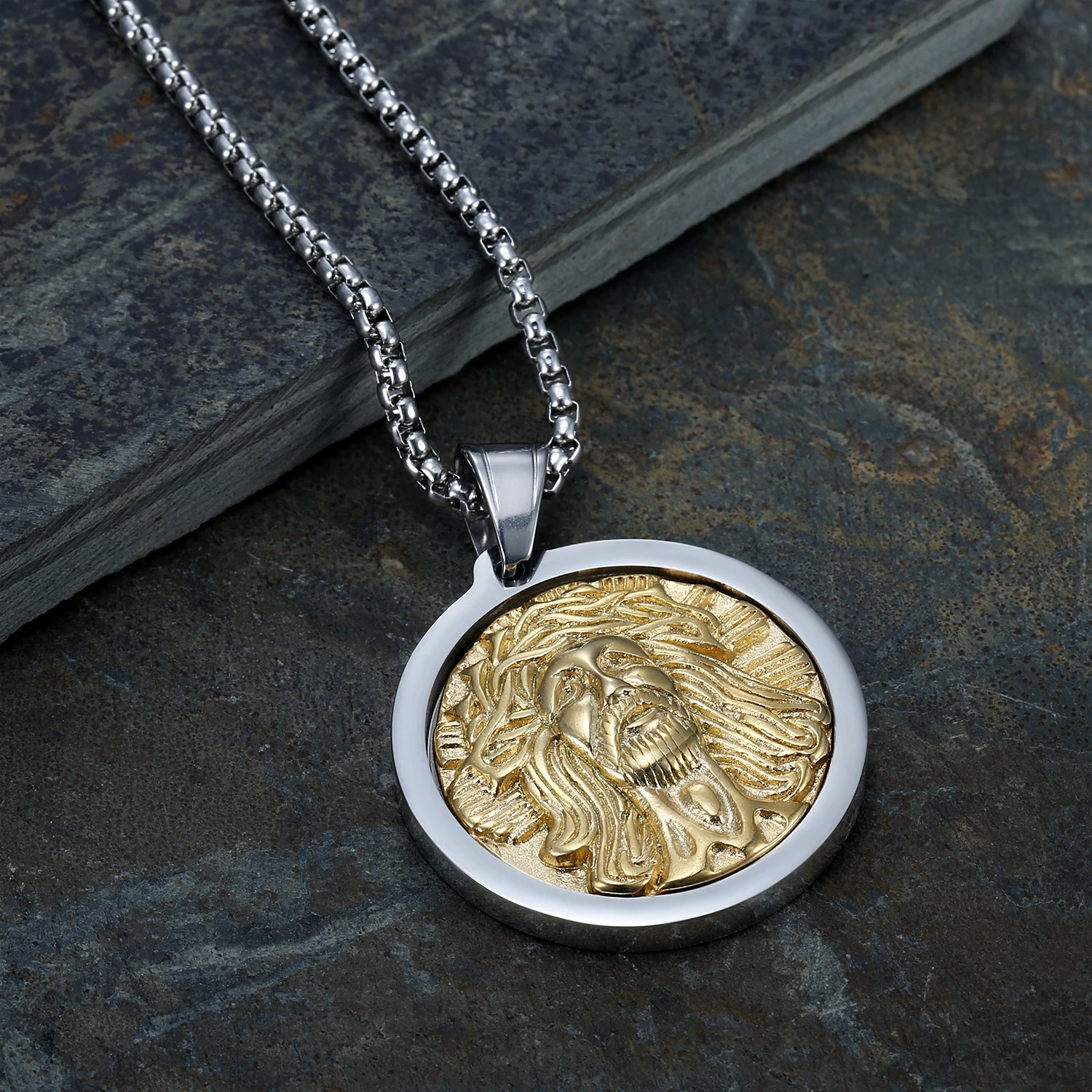 Цепочка с подвеской в виде головы Иисуса из нержавеющей стали - купить по
