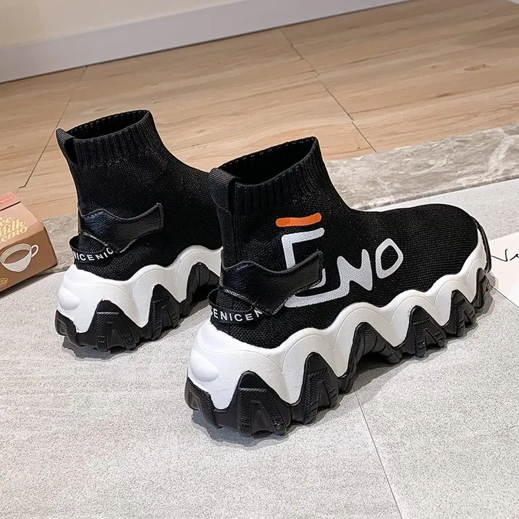 

Good Quality Thick Bottom Sock Boots Platform Elastic Sneakers Outdoor Tenis Feminino Breathable Casual Female Shoes