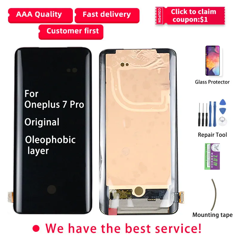 100% Оригинальный AMOLED lcd для Oneplus 7 Pro дисплей сенсорный экран с рамкой дигитайзер
