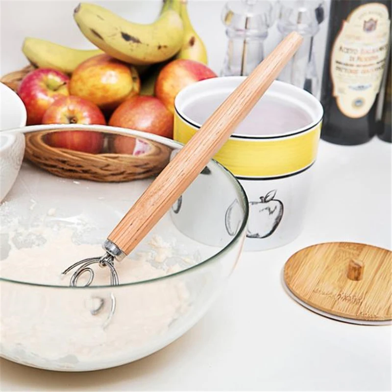 Взбиватель для яиц мука в катушке мешалка датский венчик палочка взбивания дуба