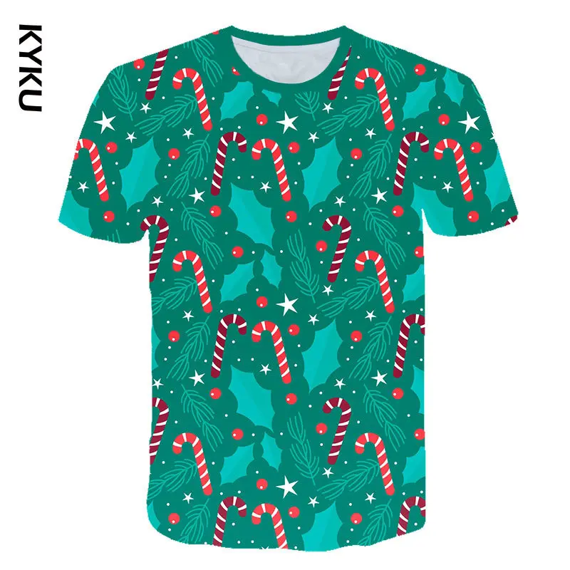 

Christmas Tree Elk Cartoon 3D Printing Tops Short-Sleeved Men's T-shirt Round Collar Fashion Men/Women Comfortable T-Shirt