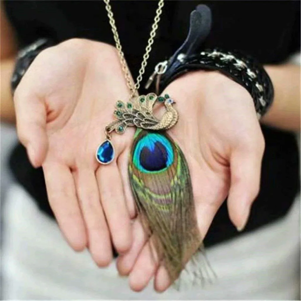 Женское Ожерелье s ювелирные изделия Длинные Ювелирные Изделия Павлин перо для