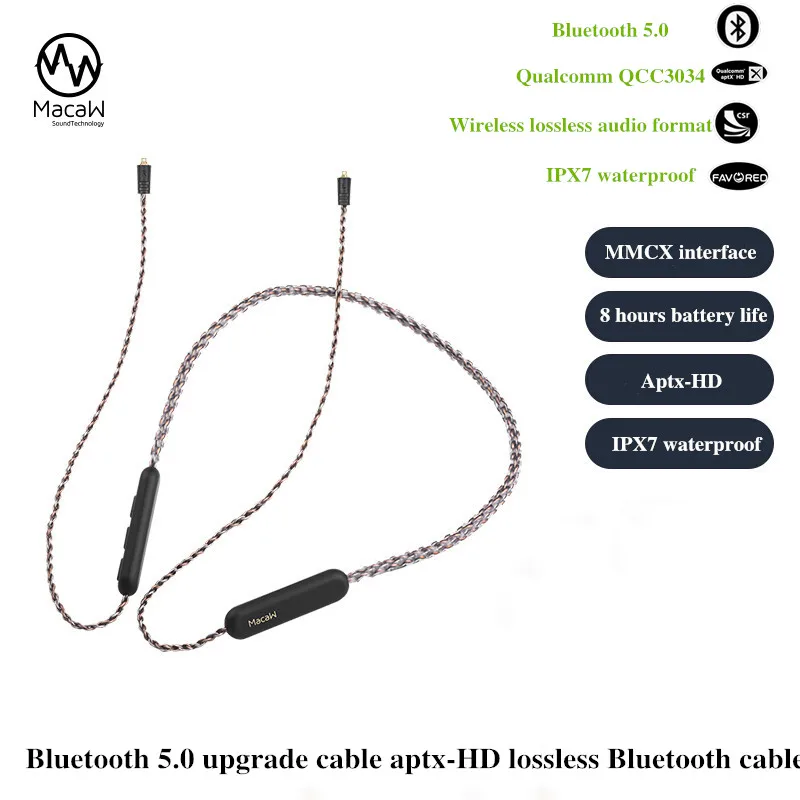 Улучшенный кабель для наушников Macaw Bluetooth 5 0 APTX HD A2DC IM IE80 78 мм Bluetooth-кабель - купить