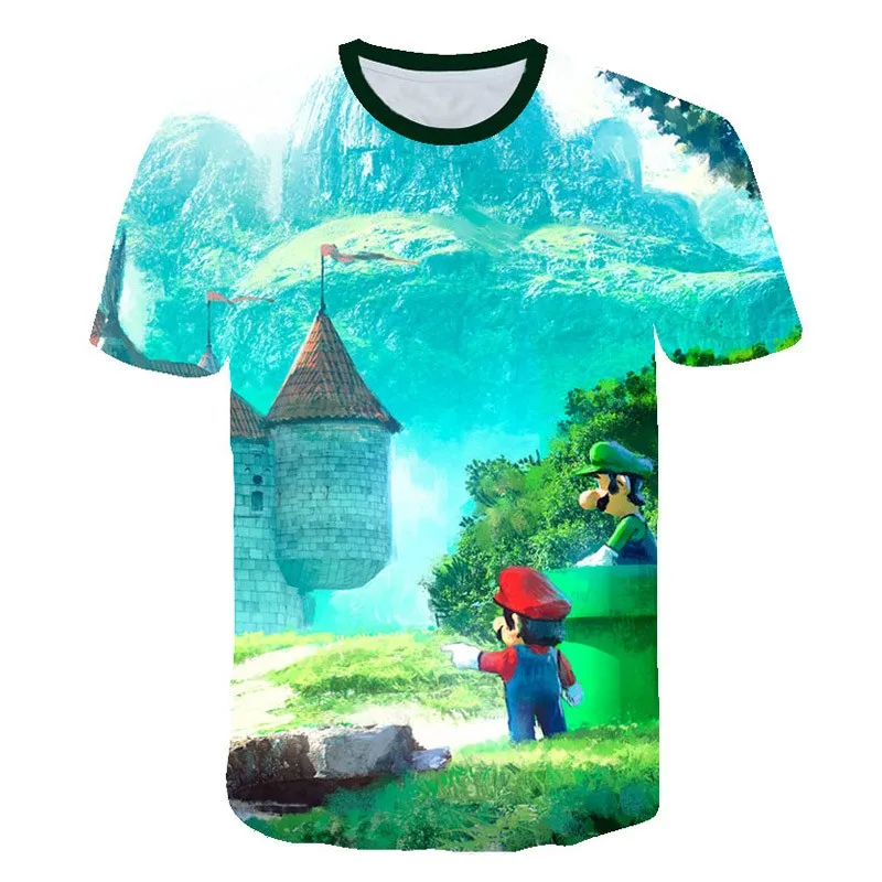 

2021 new Kids 3D Mario Print T-shirts Costume Boys Girls Summer Tees Top Clothing Children Clothes Baby Casual Tshirt 4T-14T