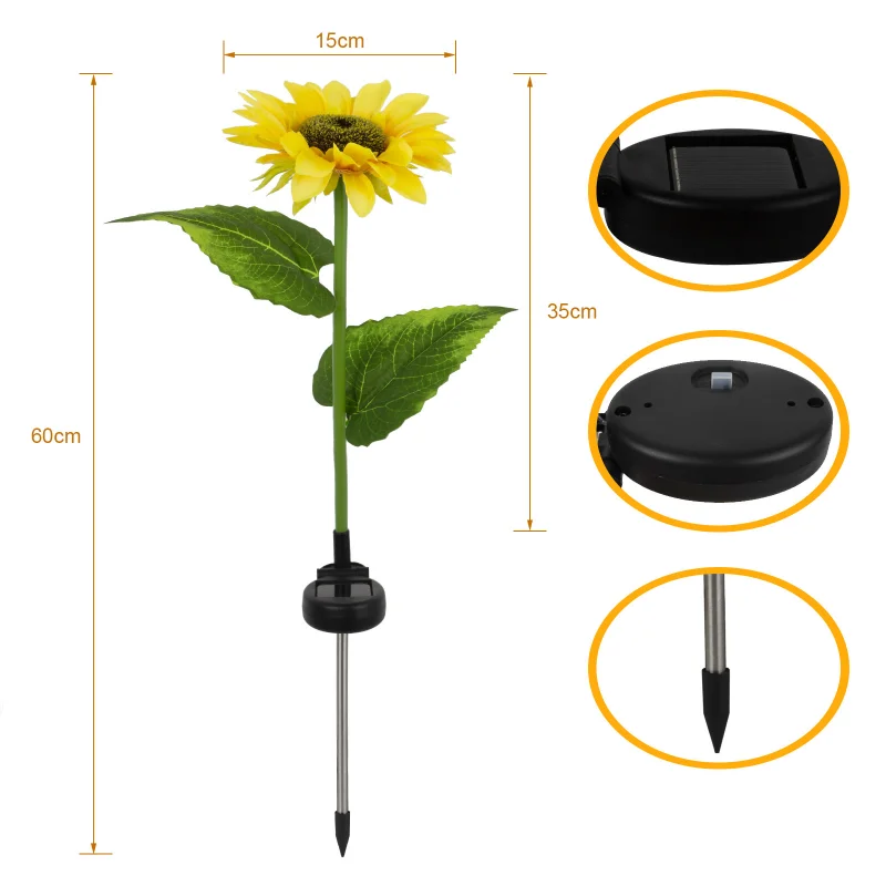 

(2 Pack) Solar Sunflower Lights Garden Decor Outdoor, Solar Garden Lights Decorative Stake