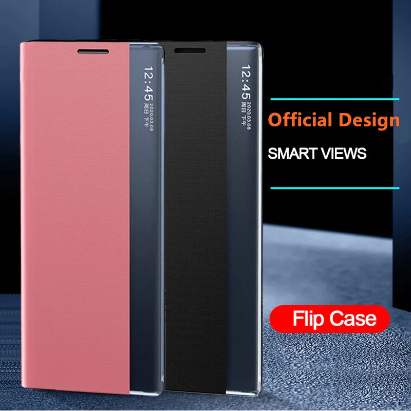 Умный чехол книжка с окном для Samsung Galaxy S20 Ultra S8 S9 S10 Note 8 9 10 Plus Lite S7 Edge полная