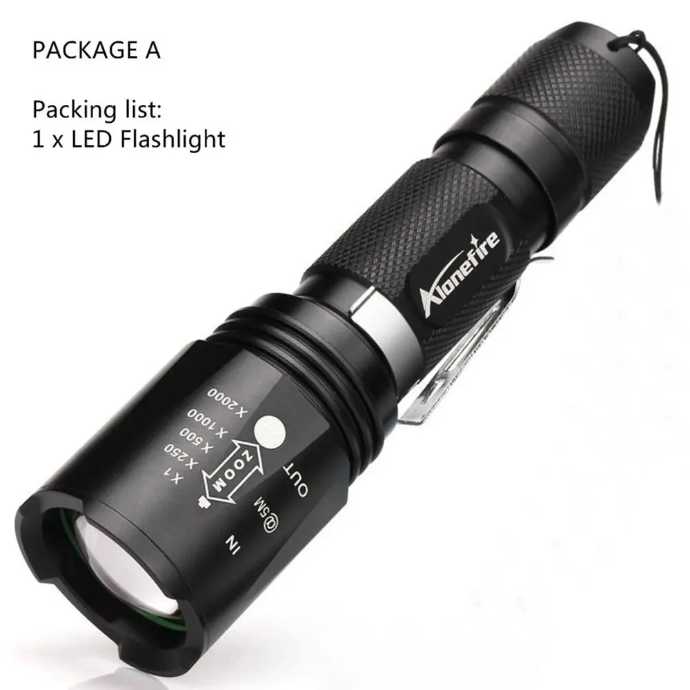 AloneFire GLADIATOR серия BK108 CREE XM-L T6 светодиодный 5 Режим Портативный масштабируемый светодиодный фонарик для аккумулятора 18650 - Испускаемый цвет: PACKAGE A