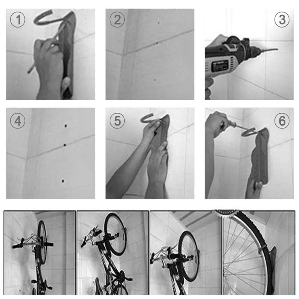 

Bicycle Wall Rack Mount Bike Storage Hanger Hook Stainless Steel Garage Stand Holder Universal Bike Cycling Accessory