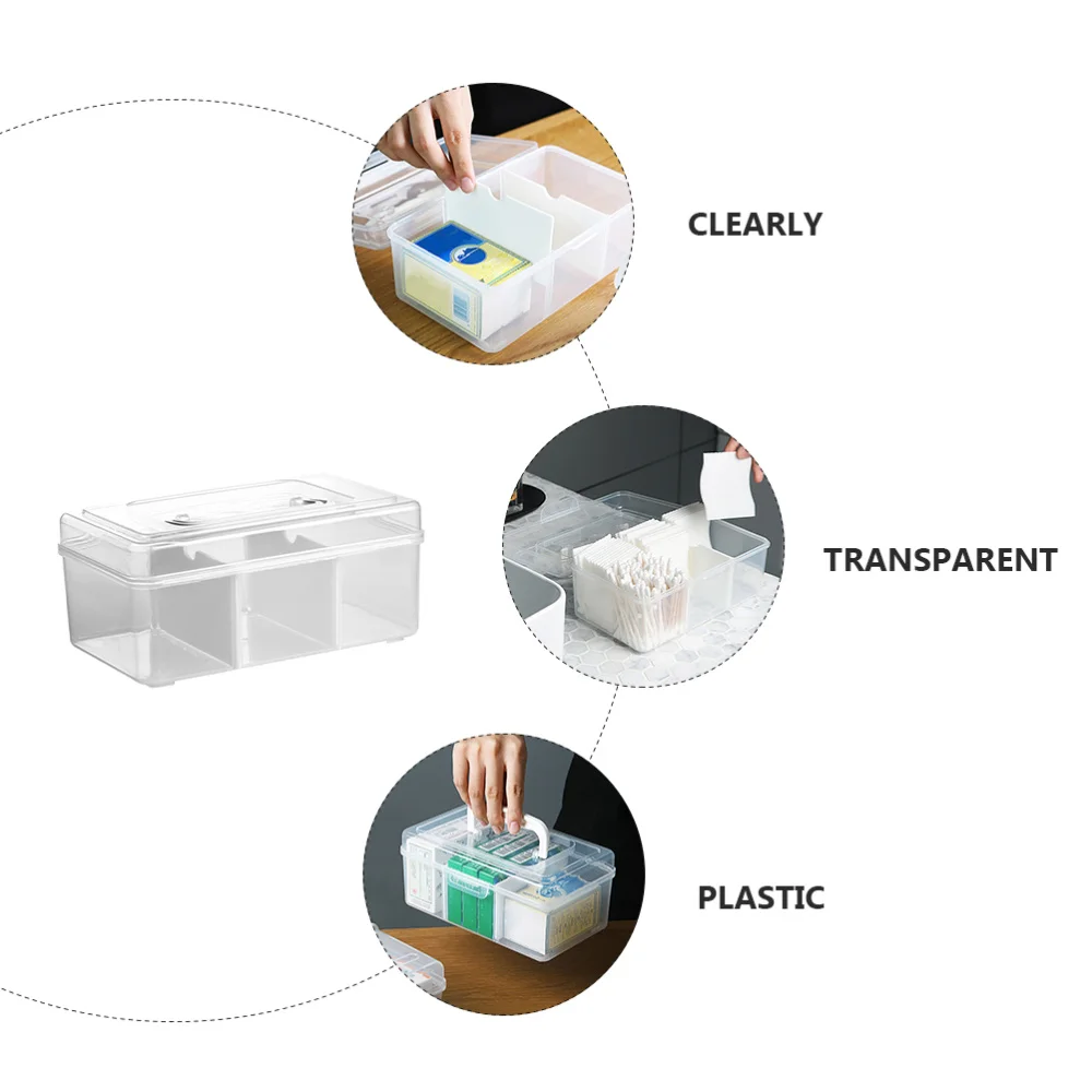 

1pc Transparent Medicine Storage Box Storage Handle Medicine Container