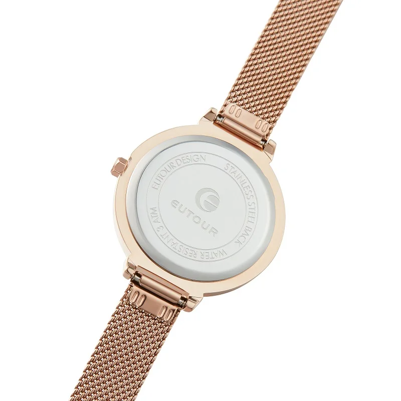 Золотые женские часы EUTOUR E032 с магнитным шариком кварцевые Роскошные наручные