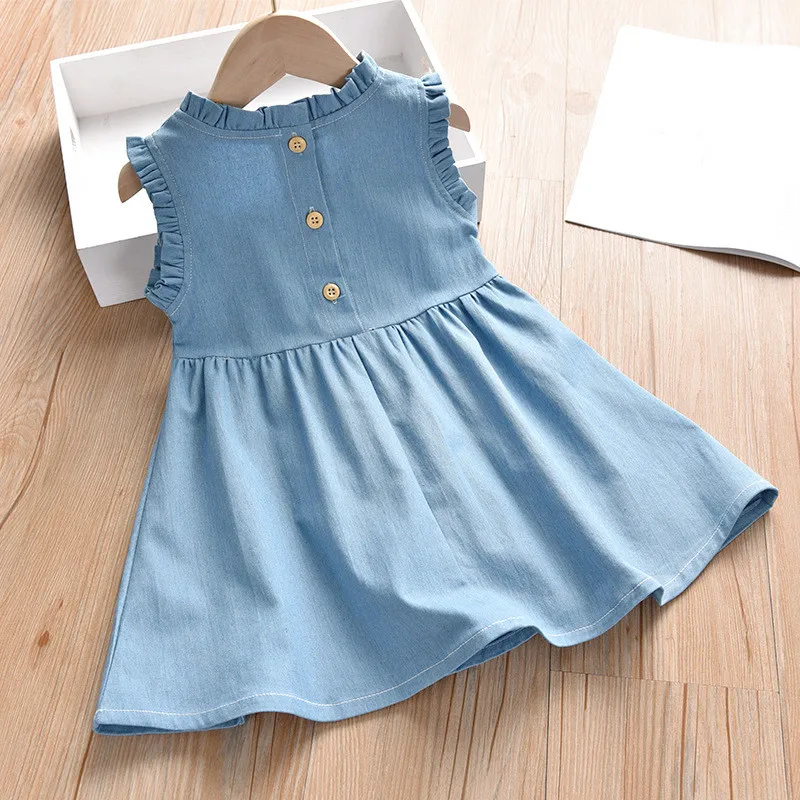 

3-7 Years High Quality Summer Girl Dress 2021 New Floral Cotton Solid Draped Ruched Kid Children Clothing Girl Princess Dresses
