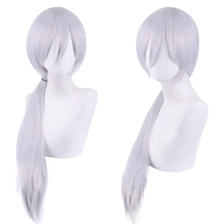 

Quanxi Wigs Anime Chainsaw Man Cosplay Long Silver Gray Heat Resistant Hair Cosplay Wig + Wig Cap + Eyepatch