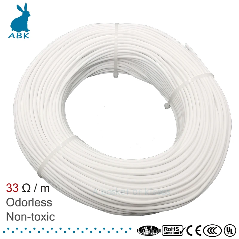 

Hrag 3 / 6 / 12 / 24K 17 / 33 / 66 / 133 ohm high quality carbon fiber heating cable floor non-toxic and odorless heating