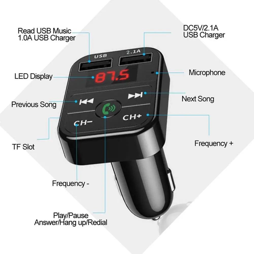 Автомобильное зарядное устройство 3 цвета USB 5 0 Bluetooth FM-трансмиттер модулятор