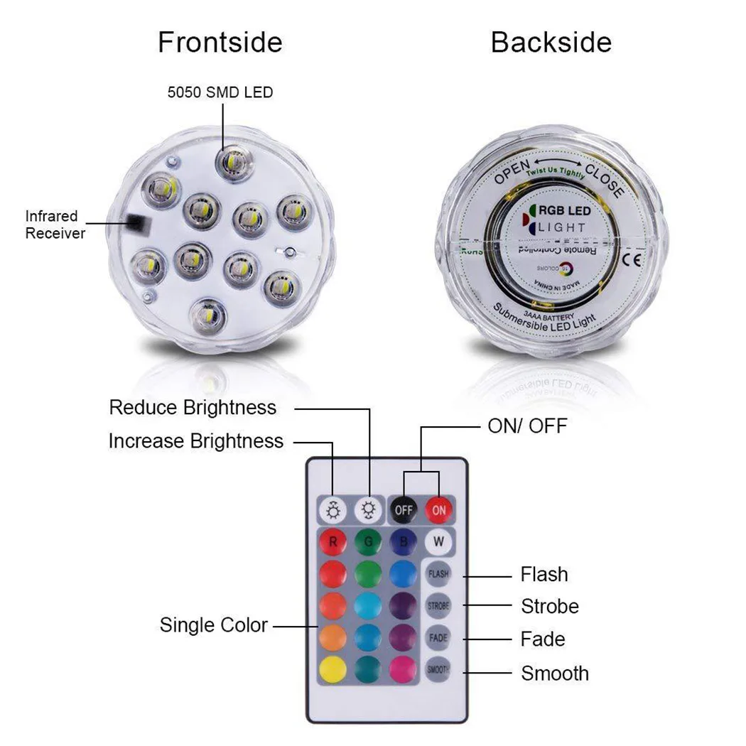 

Aquarium LED Light 7 X 2.7cm Submersible Underwater Waterproof Remote Control