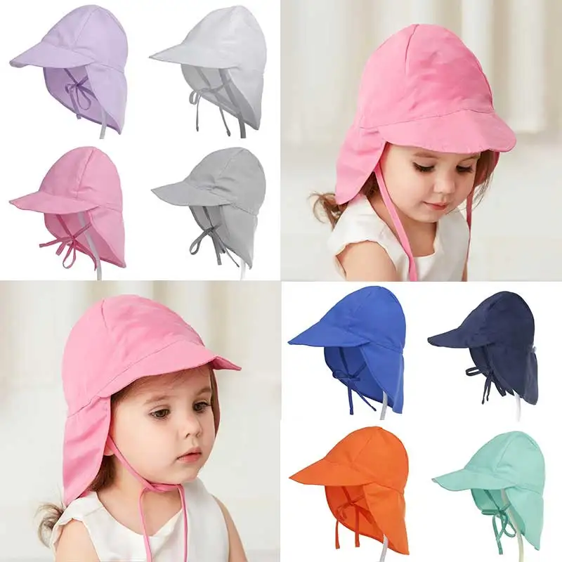 

Summer Baby Sun Hat Children Outdoor Neck Ear Cover Anti UV Protection Beach Cap Classical British Retro Male Beret Hat