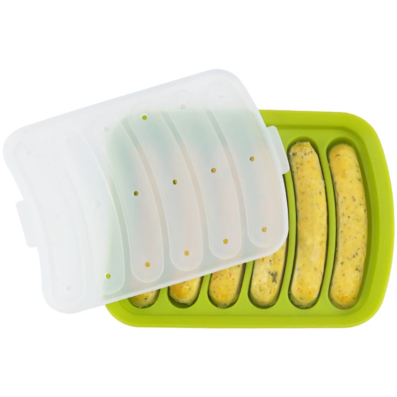 Sausage Maker Mould 6 Grids Silicone DIY Ham Hot Dog Making Moulds With Lid Kitchen Household Sausages Cake Baking Tools Molds | Дом и сад
