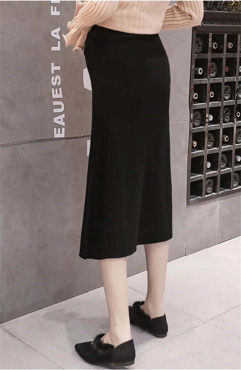 Poungdudu maternity pregnant women skirt autumn and winter new fashion tide mother dress long section knitted | Мать и ребенок