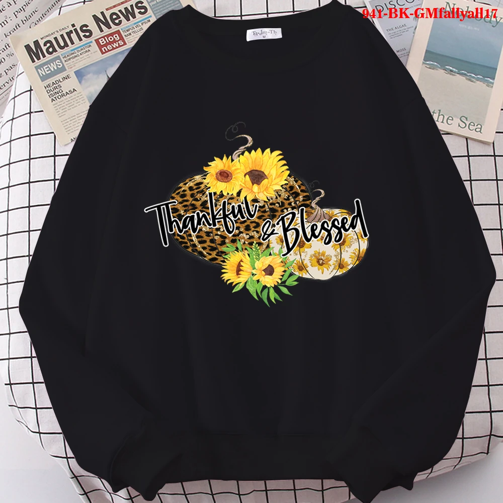 

NEW Men Hip Hop Casual Thankful & Blessed Sweatshirts Fashion Man Streetwear Harajuku Autumn Winter Funny Pumpkin Hoodie Clothes