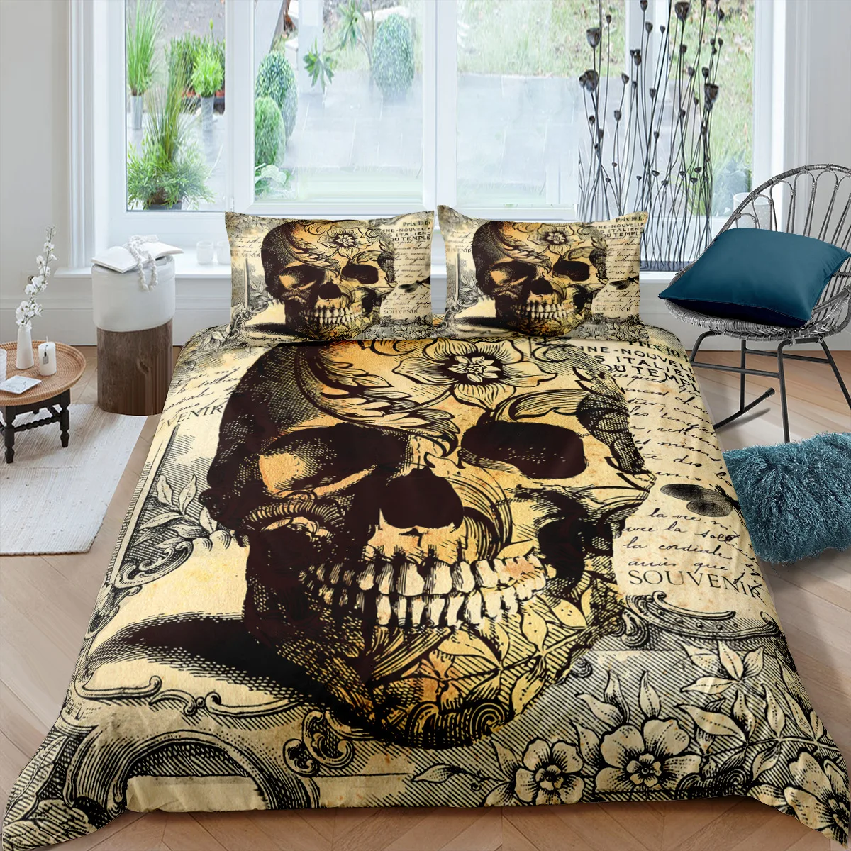 

Sugar Skull Bedding Set King Size Luxury Duvet Cover and Pillowcase Set Quilt Cover Bed Set Home Textile Bedroom Comforter Set