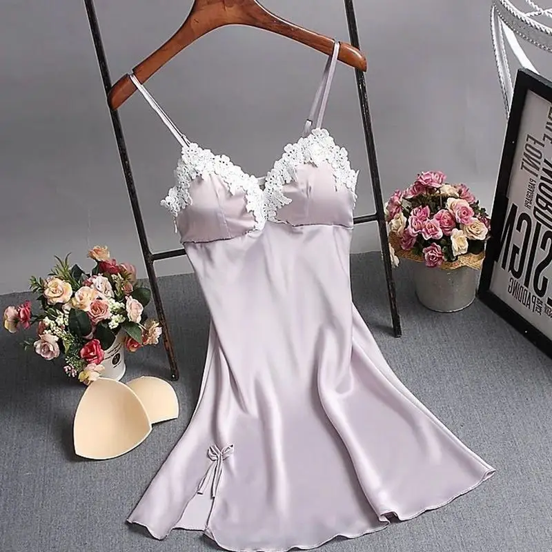 Brand New Chinese Women Robe Satin Nightgown Sexy Nightshirt Sleepwear Lace Bath Gown Summer Casual Home Night Dress Nighty