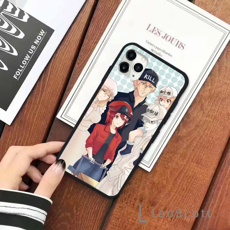 

Cells at work cute cartoon Phone Case for iPhone 11 12 pro XS MAX 8 7 6 6S Plus X 5S SE 2020 XR Soft silicone Cover Funda Shell