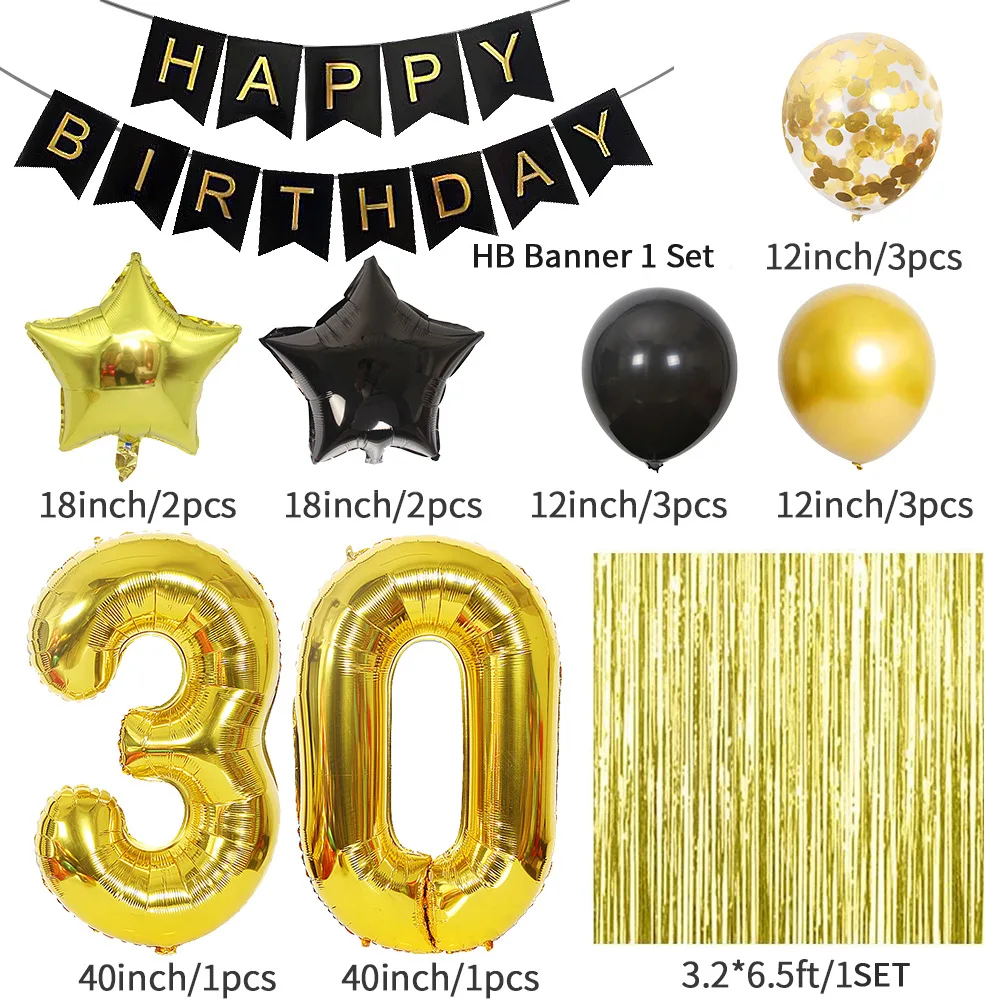 

Birthday Flag Balloon Rainwire Set Happy 30th Birthday Decoration Balloon Set Happy Birthday Balloon