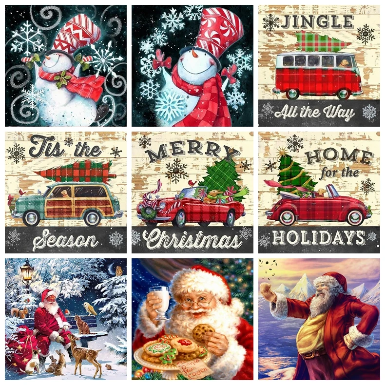 

Алмазная 5d картина «сделай сам» на Рождество, Санта-Клаус, снеговик, полная Алмазная вышивка крестиком, мозаика, домашний декор, подарок для ...