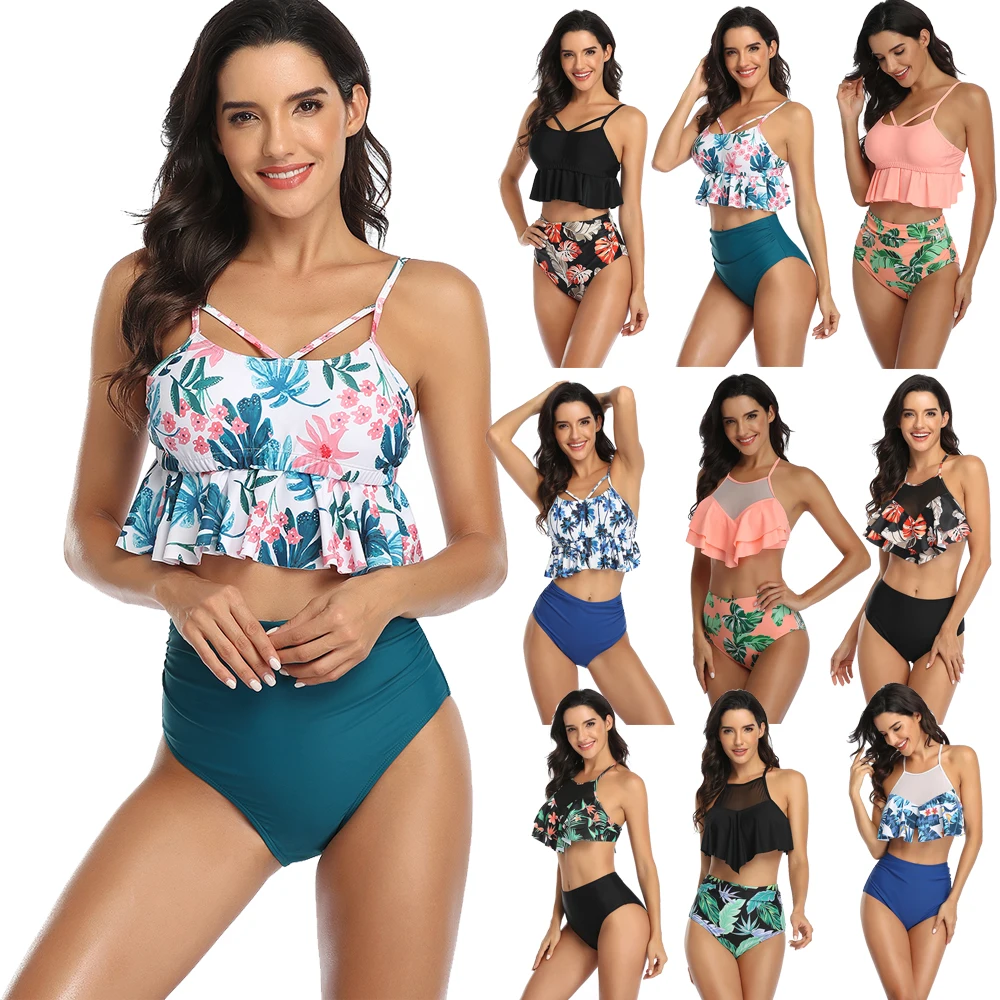 

High Waist Bikini 2020 Crop Top Women Bikini Micro Brazilian Swimwear Women Push Up Swimsuit Female Ruffle Biquini Beachwear