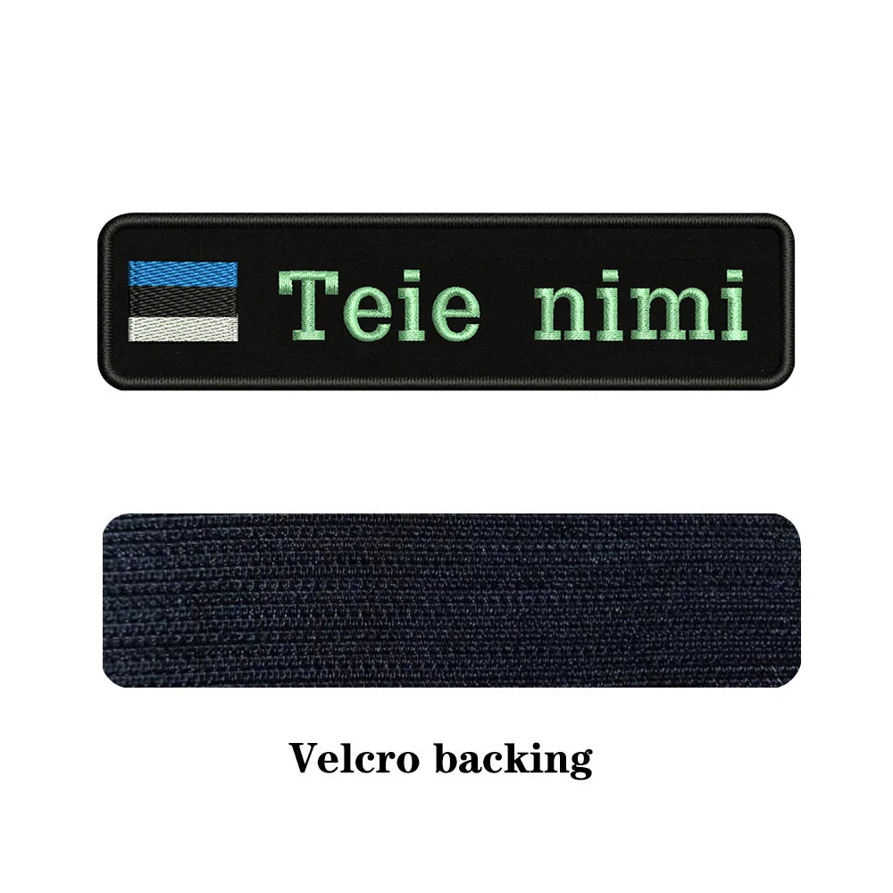 Light blue-Velcro Вышивка на заказ, флаг, название или заплатка с текстом 10 см* 2,5 см, значок с железом или липучкой для одежды, штанов, рюкзаков, шапок - Цвет: Light blue-Velcro