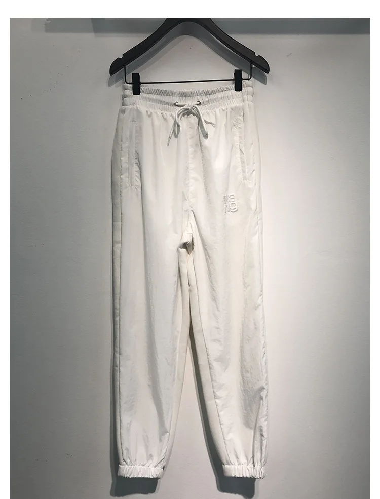 Spring 2021 New Drawstring Elastic Waist Stitching Casual Hoodie Pants Women Sports Sweatpants Female Jogger Long Trousers Tide