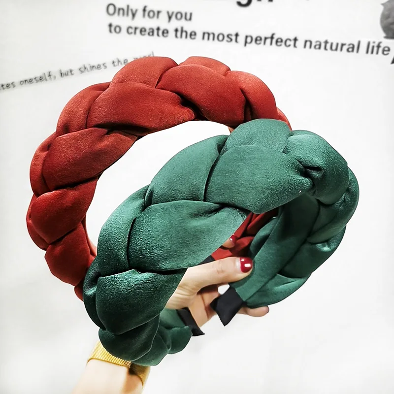 Vintage Thick Sponge Silk Cloth Hair Bands For Women Turban Braided Hairband Headband Hoop Clips Girls Accessories |