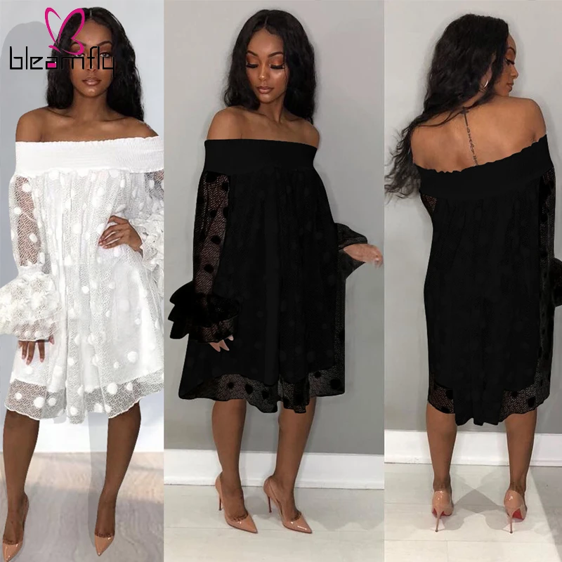 Платья в белый горошек для девочек Сексуальная Прозрачная сетка платье женское с