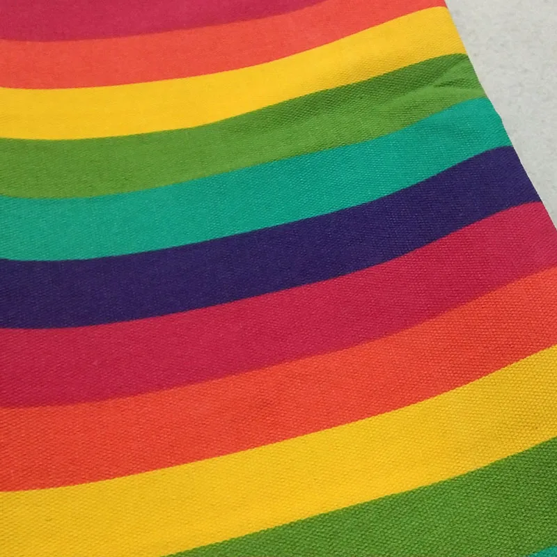 

100% Cotton viaPhil Thick & Tough Wide Rainbow Stripe Printed Cotton Canvas Fabric Animal Fabric Party Home Decor